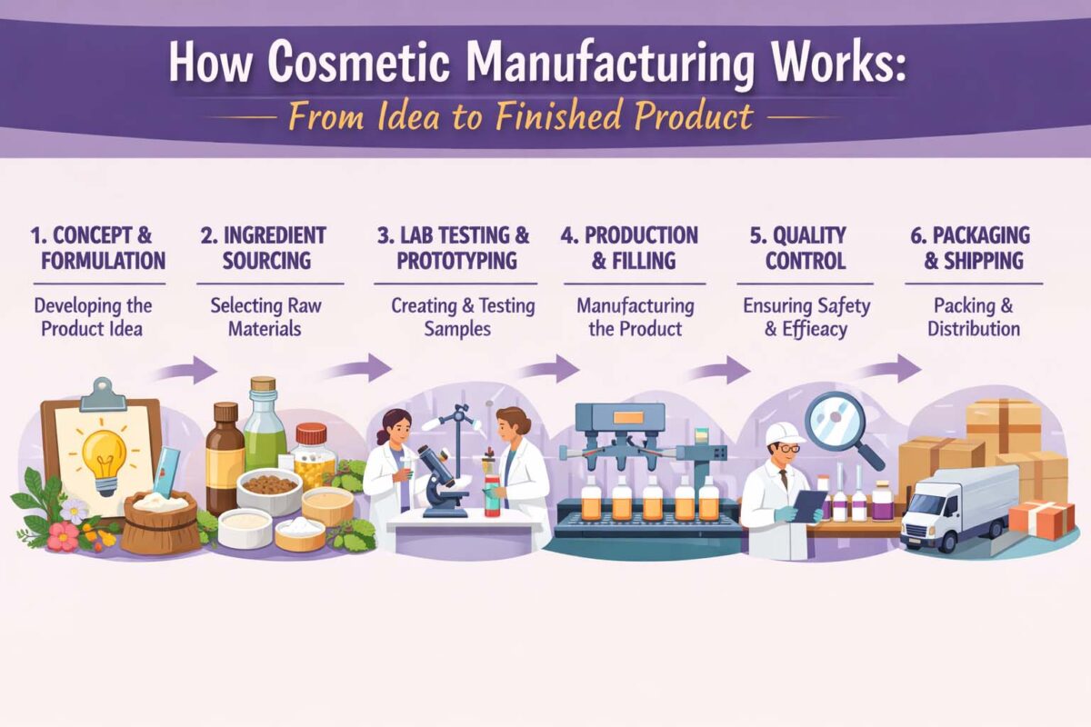 Cosmetic manufacturing process in India from idea to finished product
