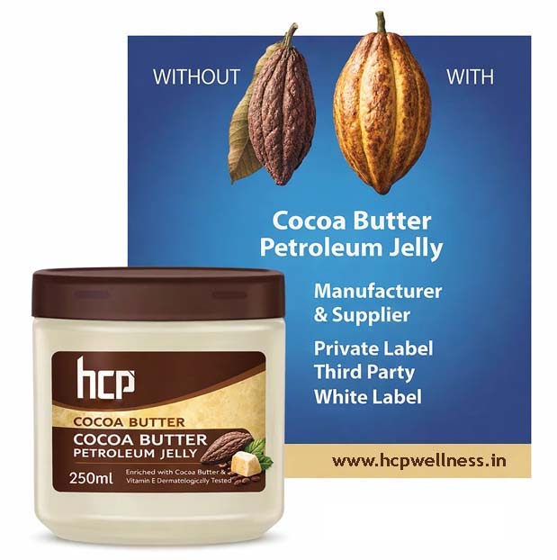 Cocoa Butter Petroleum Jelly Manufacturer & Supplier in India – HCP Wellness Cocoa butter petroleum jelly manufactured by HCP Wellness for skin care and personal care brands