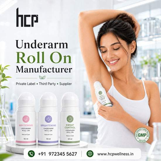 Underarm Roll On Manufacturer in India by HCP Wellness offering private label, third party and supplier solutions for roll on deodorant brands
