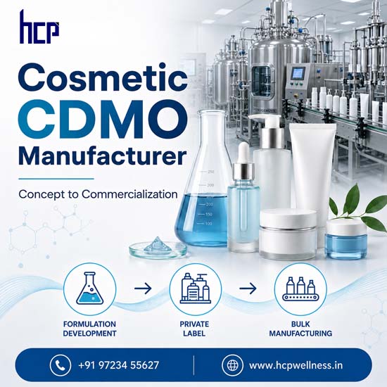 Cosmetic CDMO Manufacturer in India offering private label cosmetic manufacturing, formulation development and bulk production
