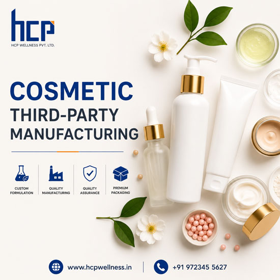 Cosmetic third-party manufacturing in India by HCP Wellness for private label skincare and personal care products