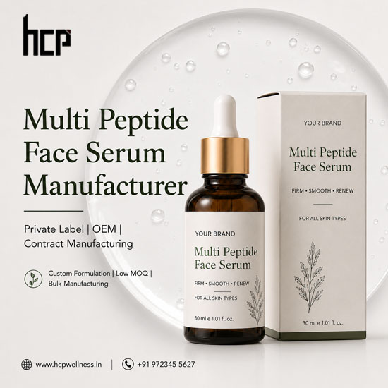 Multi Peptide Face Serum Manufacturer in India Multi Peptide Face Serum Manufacturer in India offering private label, OEM, custom formulation and third party peptide serum manufacturing by HCP Wellness