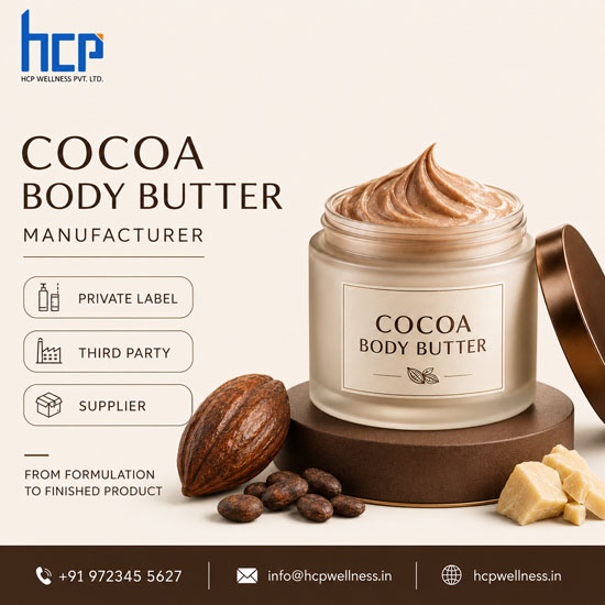 Cocoa Body Butter Manufacturer in India – HCP Wellness Cocoa Body Butter Manufacturer in India offering private label, third-party manufacturing and wholesale supply