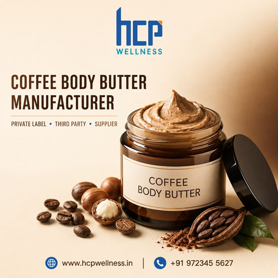 Coffee Body Butter Manufacturer in India | HCP Wellness Premium private label coffee body butter by HCP Wellness, a coffee body butter manufacturer in India.