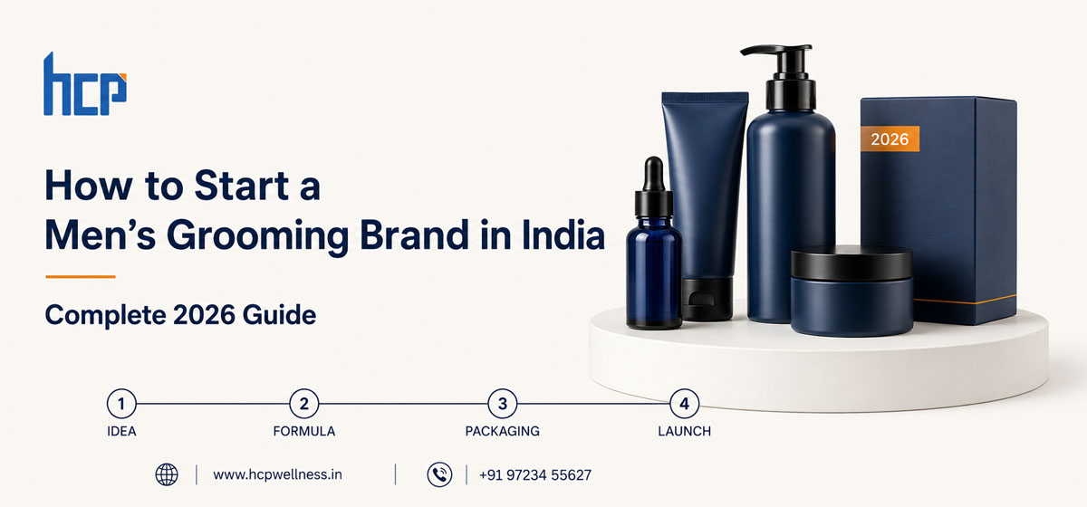 Entrepreneur planning a men’s grooming brand in India with beard oil and hair care packaging in 2026