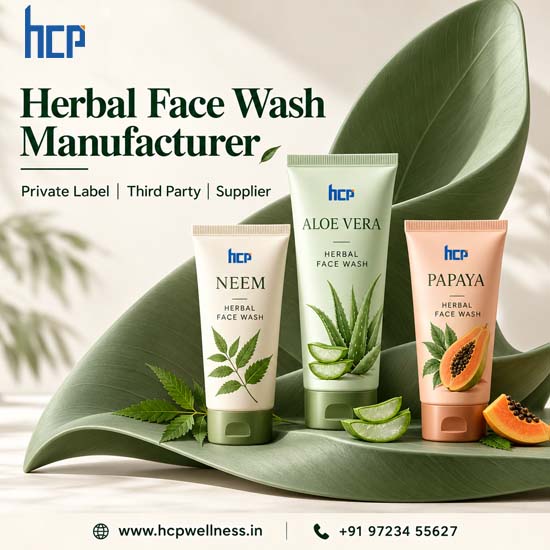 Herbal Face Wash Manufacturer | Private Label & Third Party HCP Wellness herbal face wash manufacturer in India – neem, aloe vera and papaya face wash range.